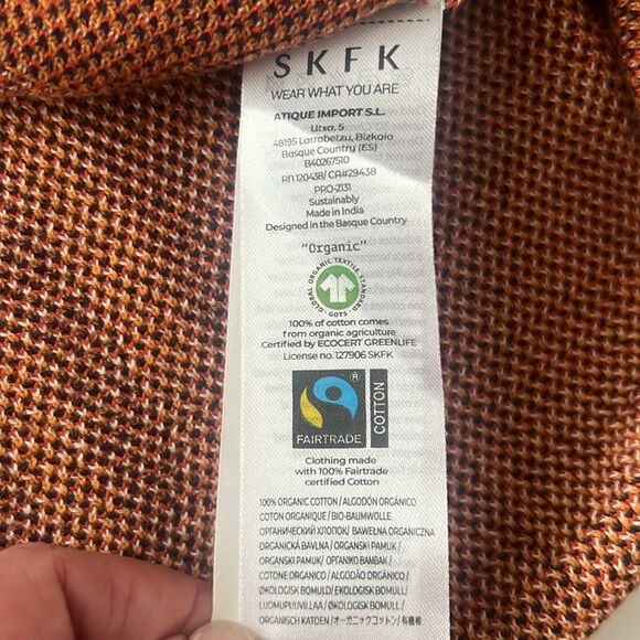 NWT SKFK Karle Organic Cotton Orange Blue Gold Print Knit Sweater Size 12 - Picture 10 of 12